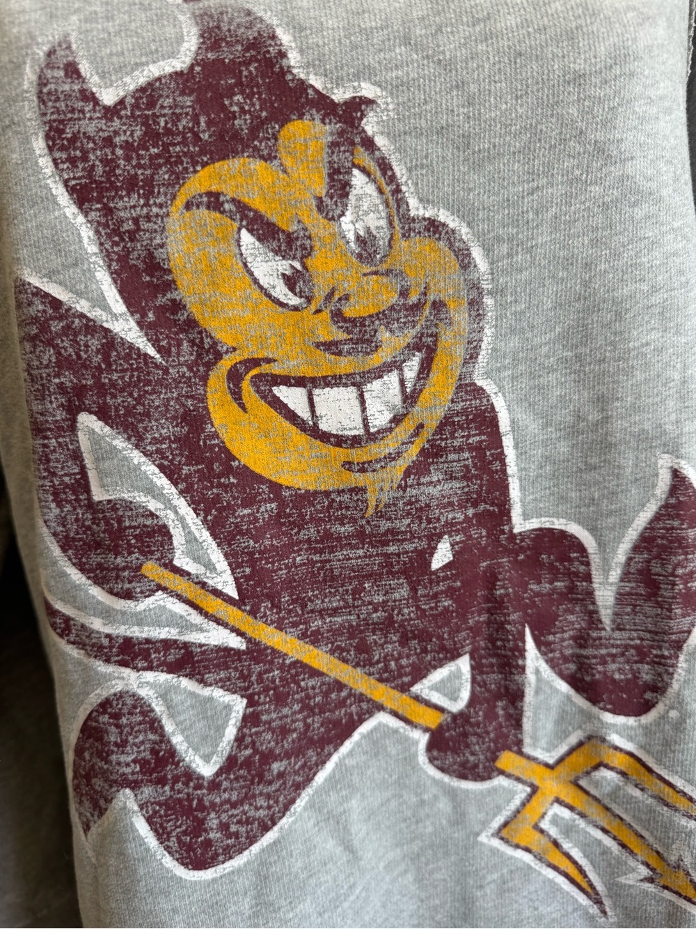 Three Square Gray ASU Sparky Sweatshirt Maroon Gold College Academic Arizona St - Picture 2 of 4